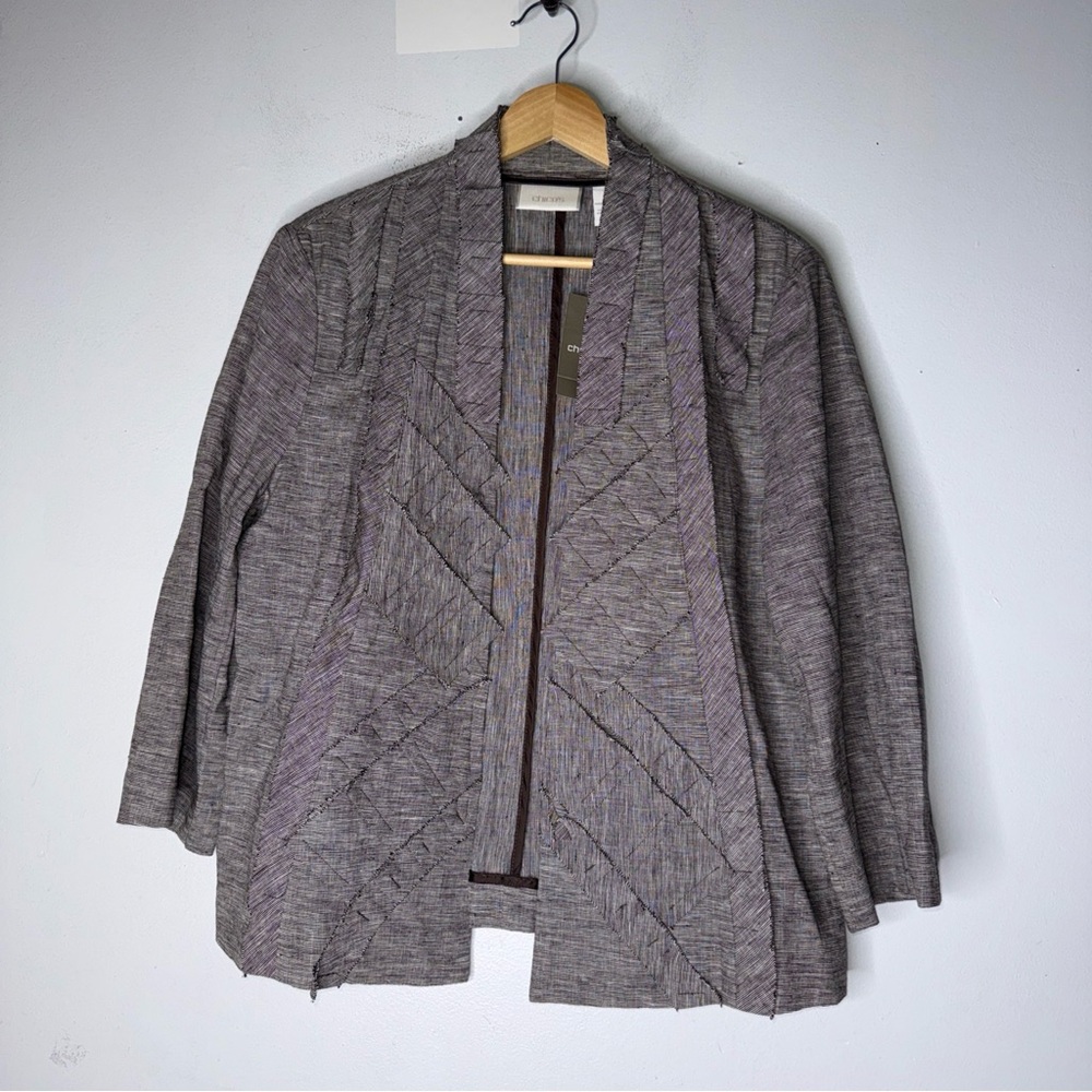 Chicos Jacket Womens 1‎ Small Pleated Linen Whimsy Cottagecore Boho Quiet Luxury